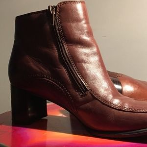 Brown leather ankle boots